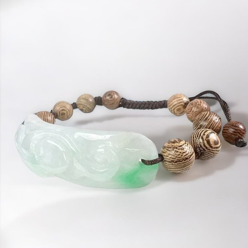 【愿·事事如意】飘阳绿如意编织手链 | 天然缅甸翡翠A货 | 送礼 - 手链/手环 - 宝石 绿色