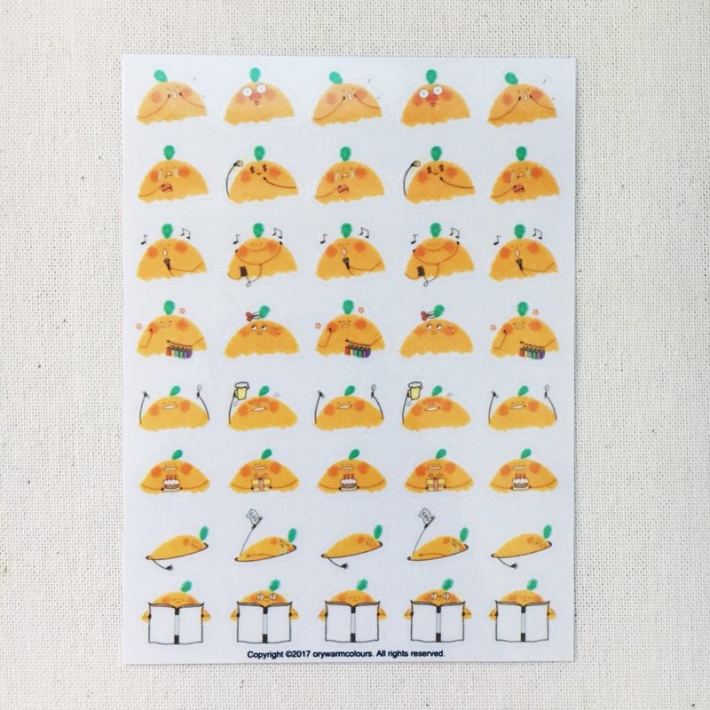 －橘子乱入生活 II－手帐贴纸 - 贴纸 - 纸 橘色
