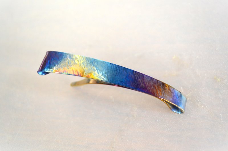 钛金属发夹・纯钛发夹・蓝玻璃E・订制生产 - 发饰 - 其他金属 蓝色