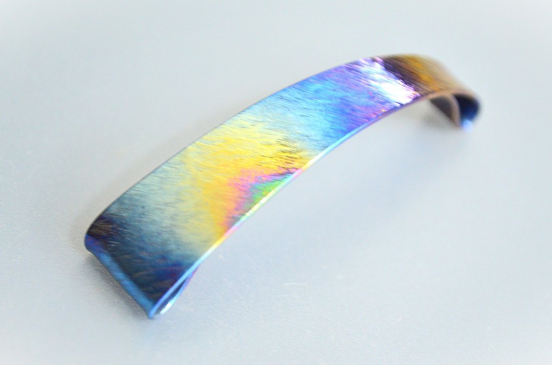 Titanium barrette・纯钛制发夹・蓝釉 B・66mm - 发饰 - 其他金属 蓝色