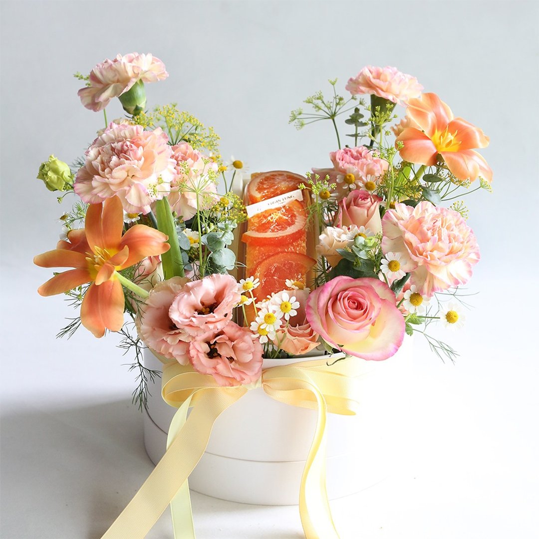 母亲节联名蛋糕花礼盒【橘粉】 feat. CHUAN TUNG - 蛋糕/甜点 - 植物．花 橘色