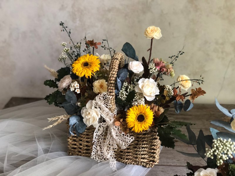 【竒花】向阳永生花蓝 干燥花礼 生日礼物 情人节 开幕乔迁礼物 - 干燥花/捧花 - 植物．花 