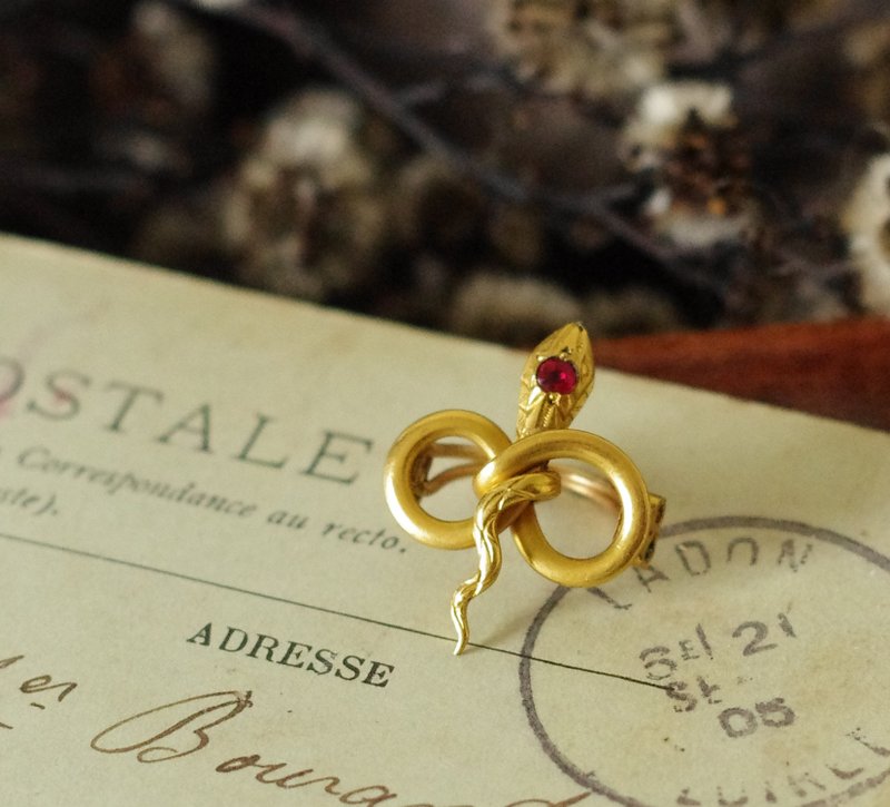 老又好 Antique新艺术时期1900 项链坠 蛇 ORIA 法国购入N702 - 项链 - 其他金属 金色