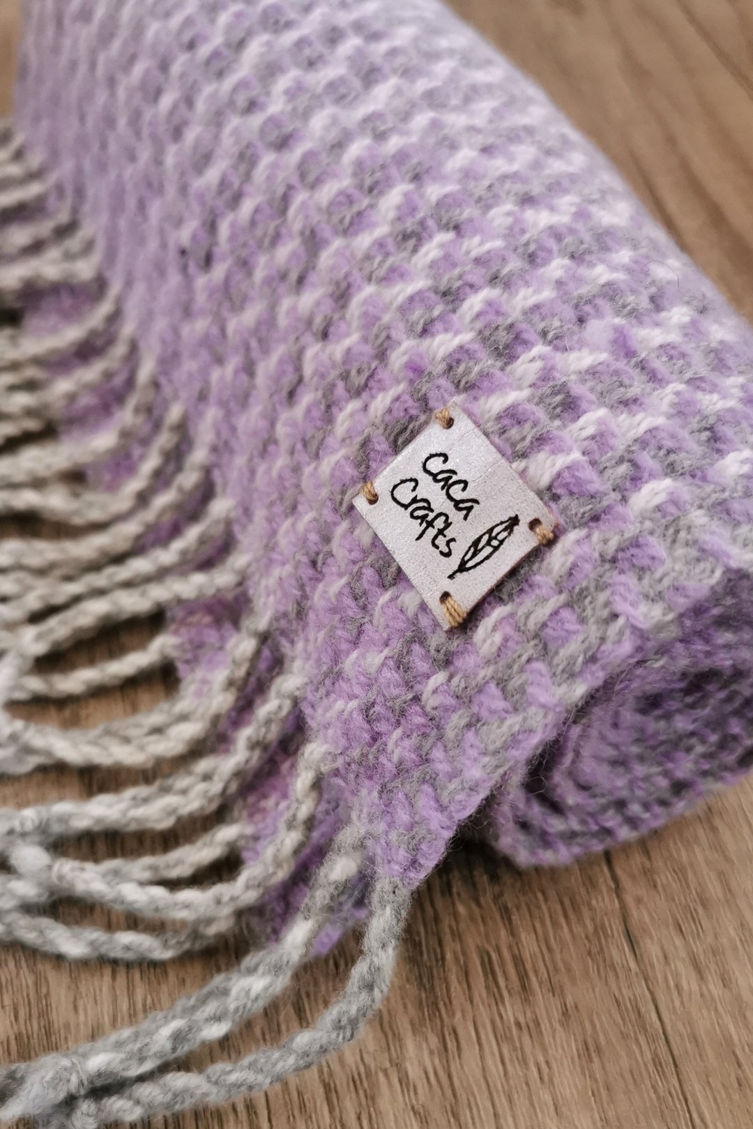 Handwoven by Carina | 手织牦牛绒羊毛围巾 - 围巾/披肩 - 羊毛 紫色