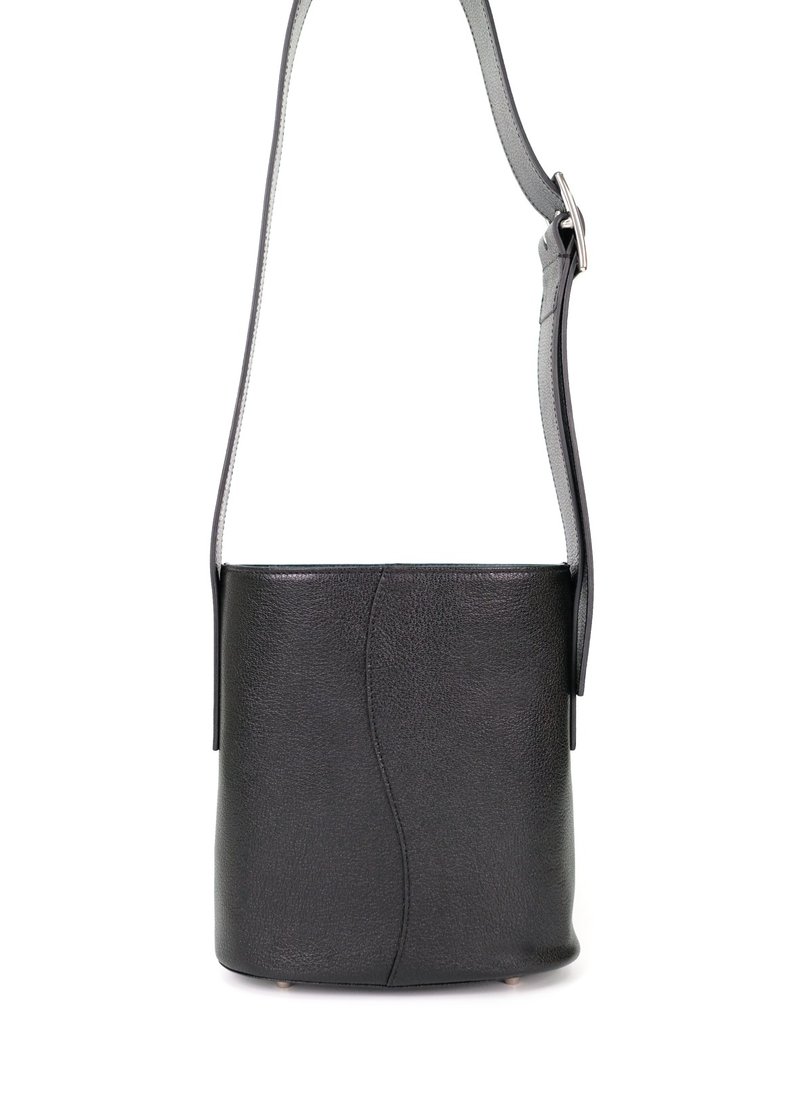 Wave Bucket (亮面黑色) - 束口袋双肩包 - 真皮 黑色