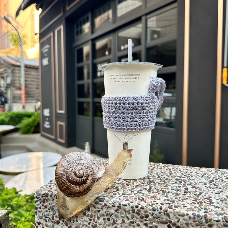 环保饮料杯套 手工提袋 钩织 - 随行杯提袋/水壶袋 - 棉．麻 紫色