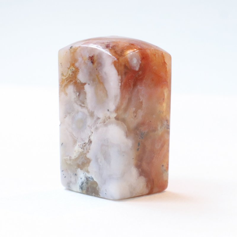 印章黄糖白花樱花玛瑙 - 印章/印台 - 玉石 橘色