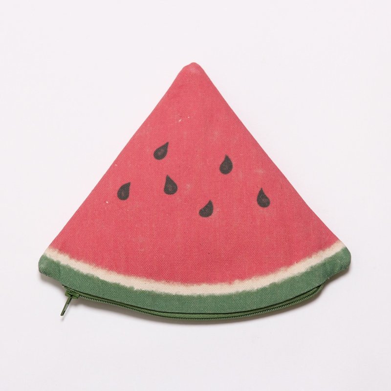蔬果小物包/大紅西瓜 - 化妆包/杂物包 - 棉．麻 红色