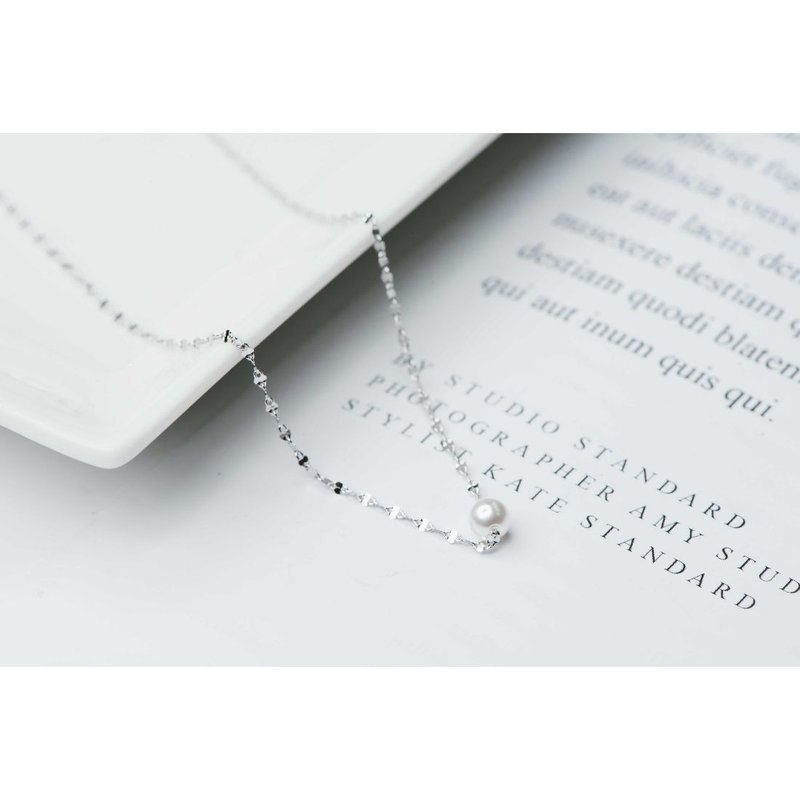 A.pearl 优雅纯银项链 - 项链 - 银 