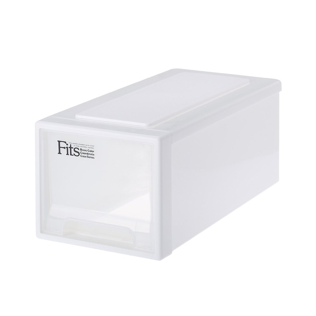 日本天马 Fits 正方 22.5 宽单层抽屉箱 (透窗)-高 20CM-3 入 - 收纳用品 - 塑料 白色