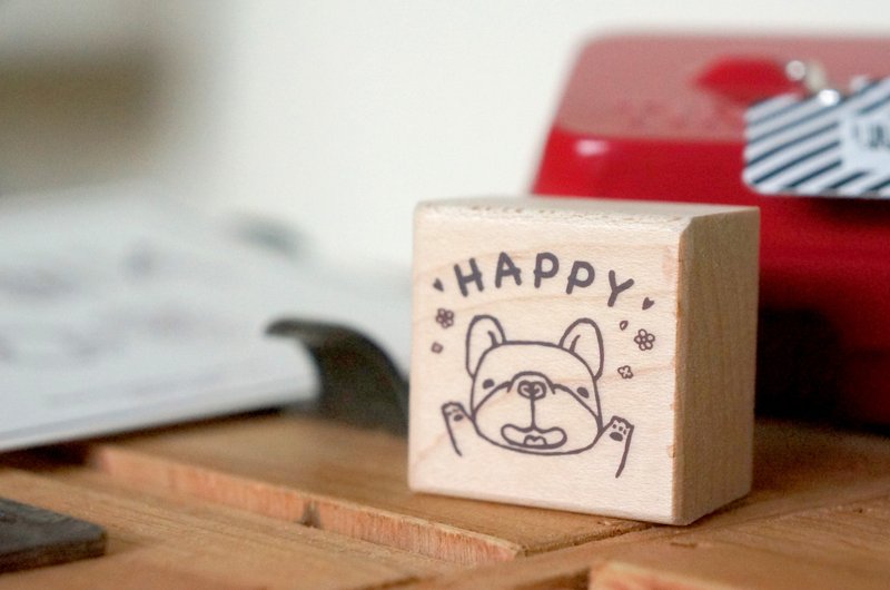 (复刻)法斗手作印章-Happy - 印章/印台 - 木头 卡其色