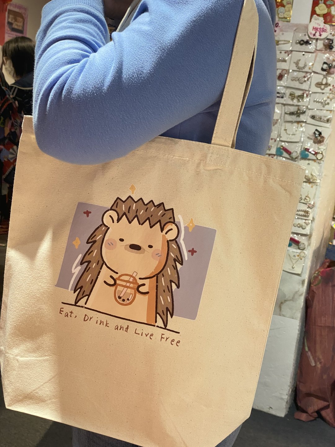 刺猬直式帆布袋 Tote Bag 2色 帆布购物袋 方形包底 大容量 - 侧背包/斜挎包 - 棉 多色