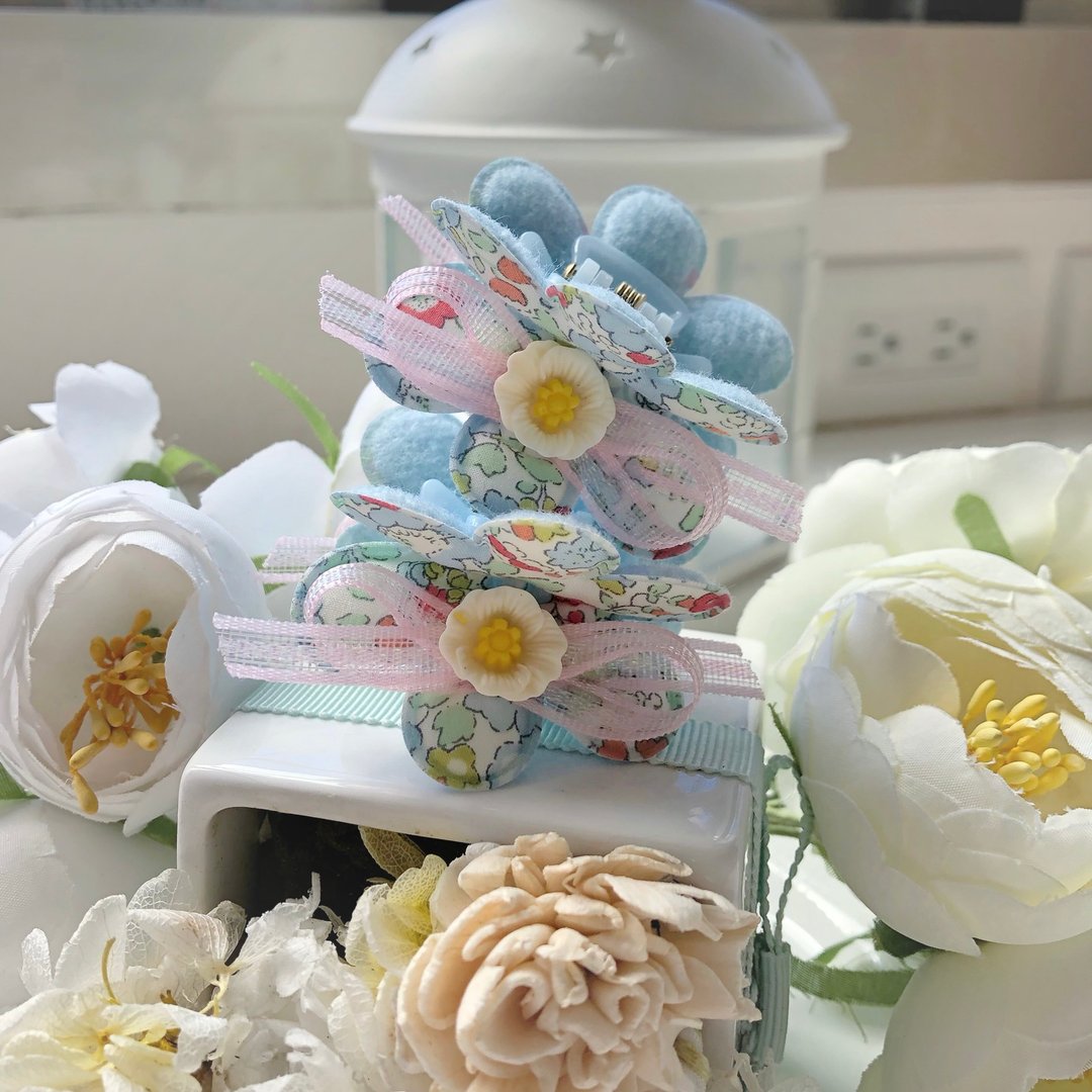 独家款花朵可爱儿童女孩小孩发夹发饰迷你抓夹-浅蓝色 - 发饰 - 其他材质 蓝色