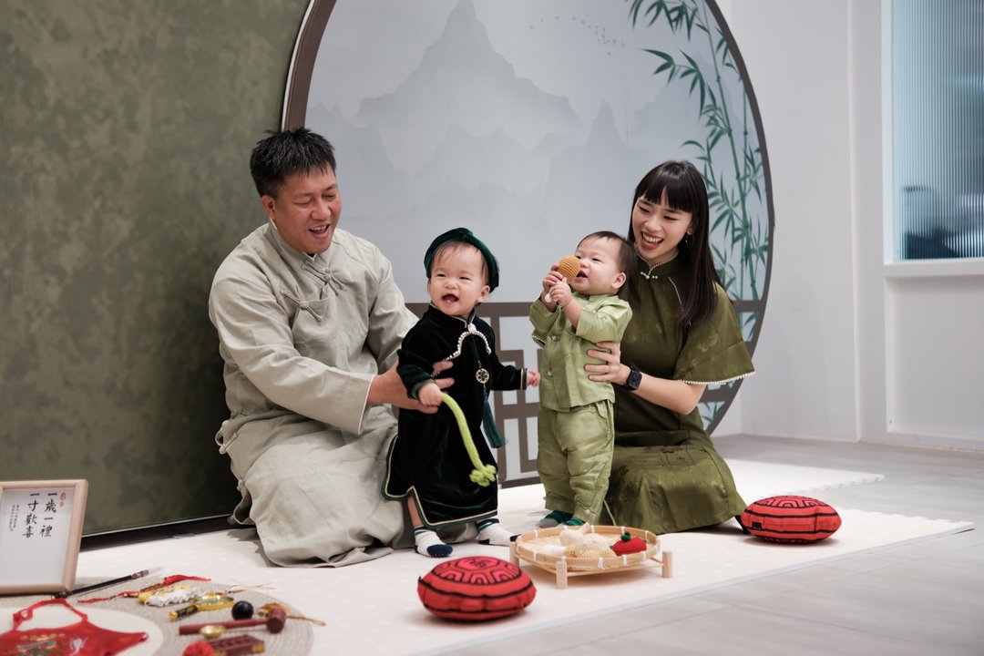 桃园抓周派对│新中式周岁礼绿色背板可到府道具出租度啐生日气球 - 户外/室内活动 - 其他材质 