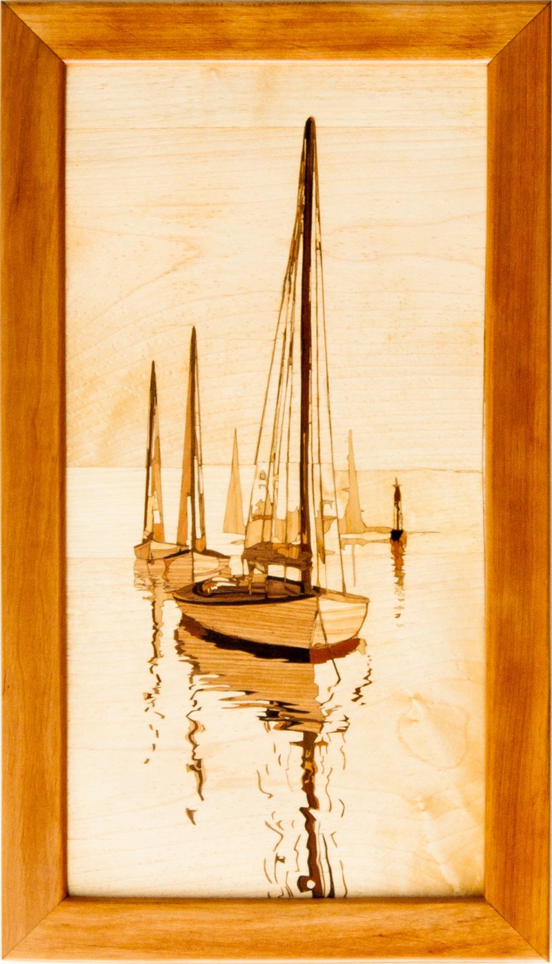 风帆海景海洋风帆家居装饰波西米亚风格镶嵌镶嵌镶框图片 - 墙贴/壁贴 - 木头 橘色