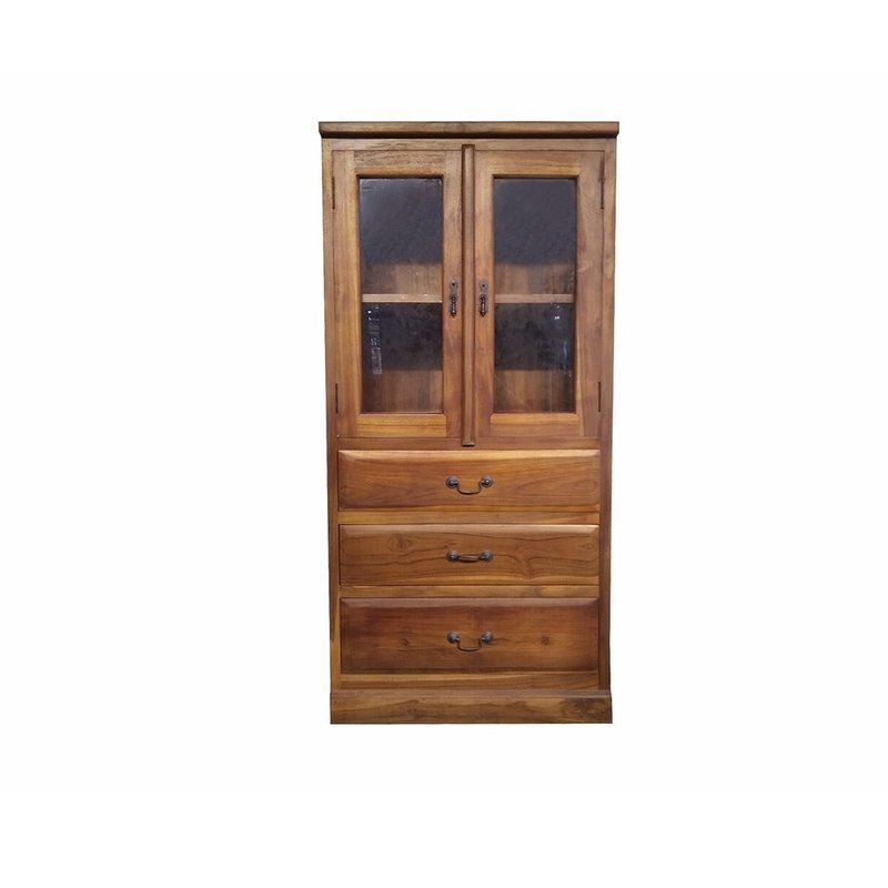 吉迪市柚木家具│柚木玻璃雙門三抽式書櫃 展示櫃 收納 RPSC031BA - 书架/书挡 - 木头 咖啡色