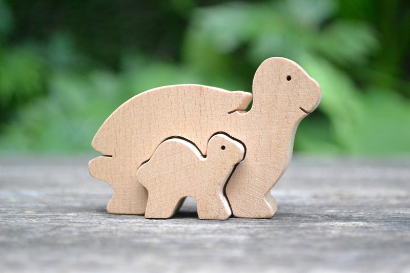 散步在优闲午后的乌龟母子。手工小木作 - 摆饰 - 木头 