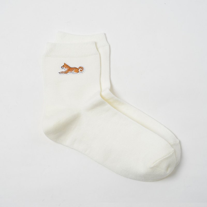 SHORT SOCKS SPHINX PATCH for WOMAN - 袜子 - 棉．麻 白色