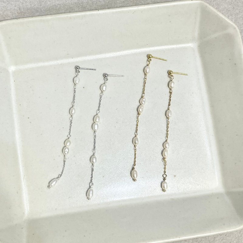 Lily Valley 秋日之语 | 手工串珠耳环 - 耳环/耳夹 - 半宝石 白色