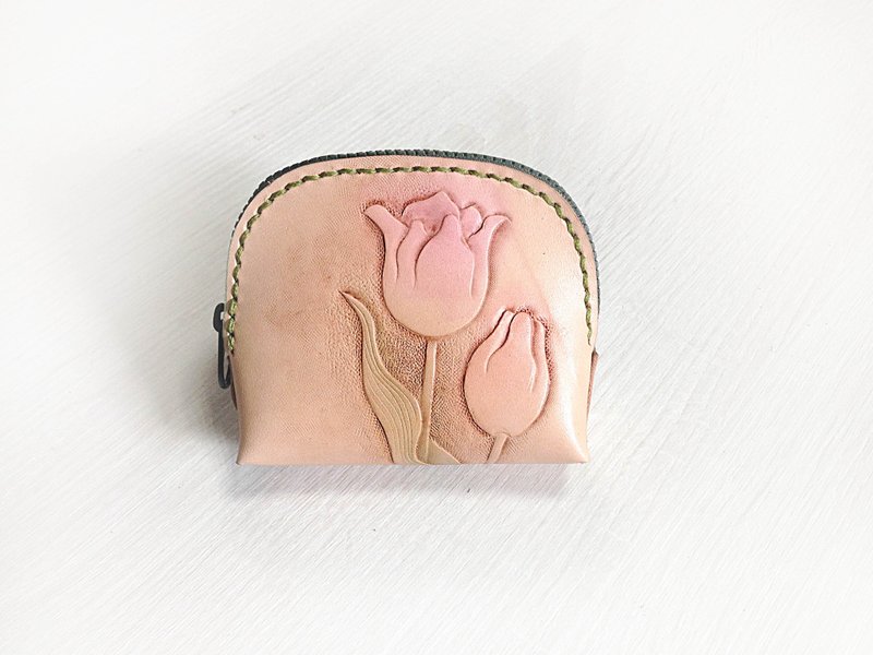 POPO│Coin Purse│leather│郁金香.钱包│真皮 - 皮夹/钱包 - 真皮 粉红色