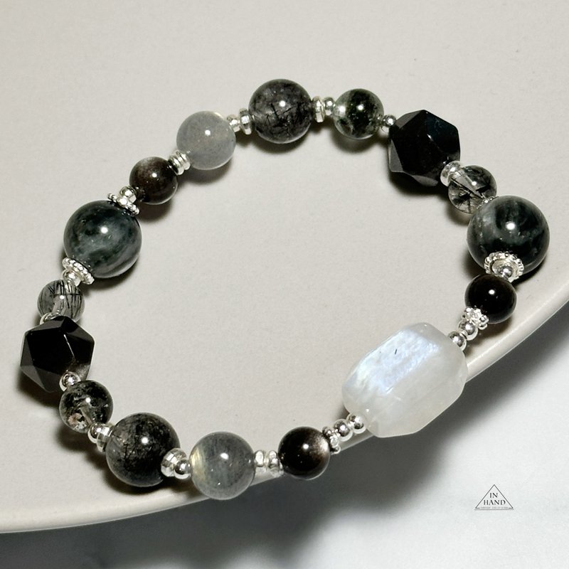 黑夜组曲-天然矿石.纯银设计款手链 - 手链/手环 - 水晶 黑色