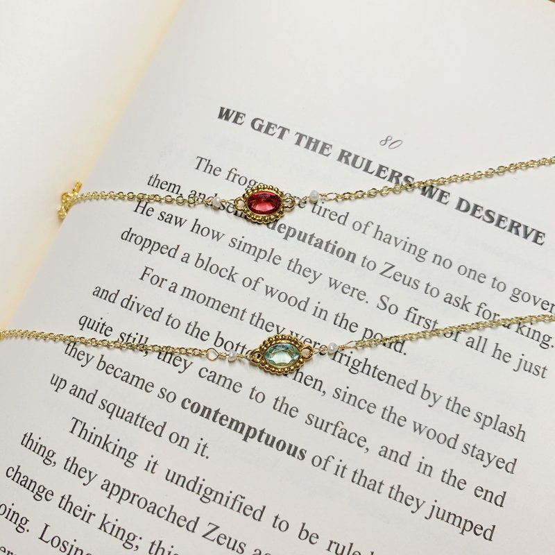 SL332 古典水晶手链(清新绿/优雅红) - 手链/手环 - 其他金属 红色