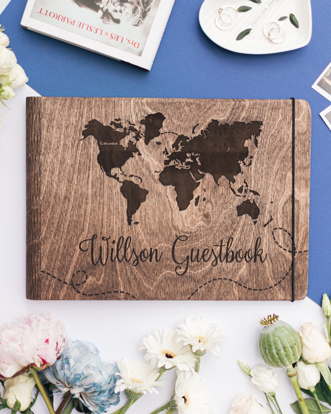 Gift For Couple Custom Wedding Book Monogram Guest Book Wedding Guest Book - 相簿/相册 - 木头 