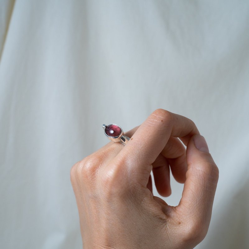 标志性复古风格粉红碧玺、银戒指 - 戒指 - 纯银 