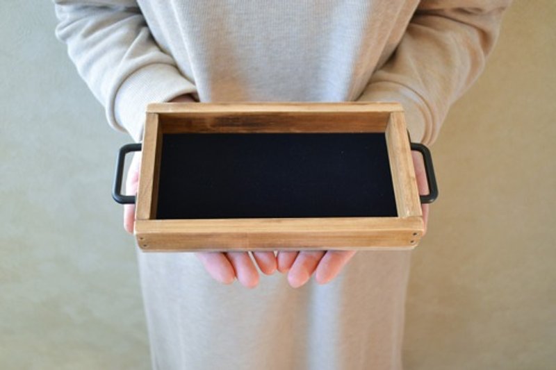 日本产桧木小托盘 绒布制 黑铁把手 - 其他 - 木头 咖啡色