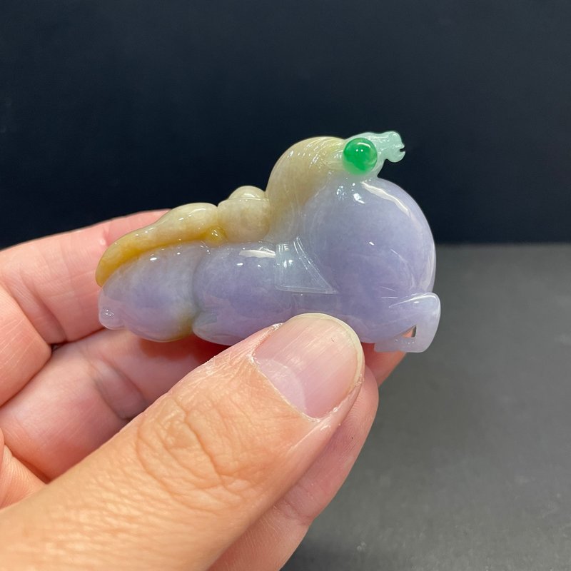 瀚玉珠宝 天然A货翡翠 三彩唐马翡翠 摆件 福禄寿 十二生肖 马 - 其他 - 玉石 
