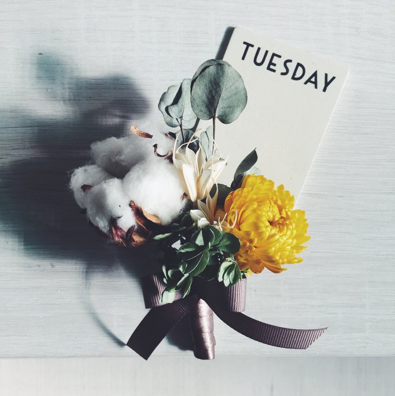 花嫁系列 美式乡村 干燥胸花 伴郎胸花  新郎胸花 - 胸针 - 植物．花 绿色