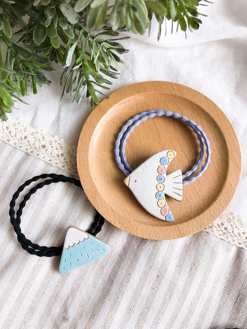 小房子 树 山 鸟 发饰 - 发饰 - 陶 