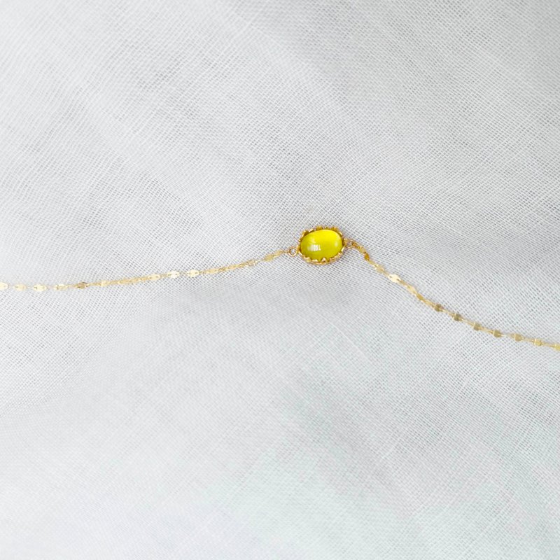 每一天日常 金葡萄石 天然钻石 黄18K金手链 轻珠宝饰品 - 手链/手环 - 宝石 黄色