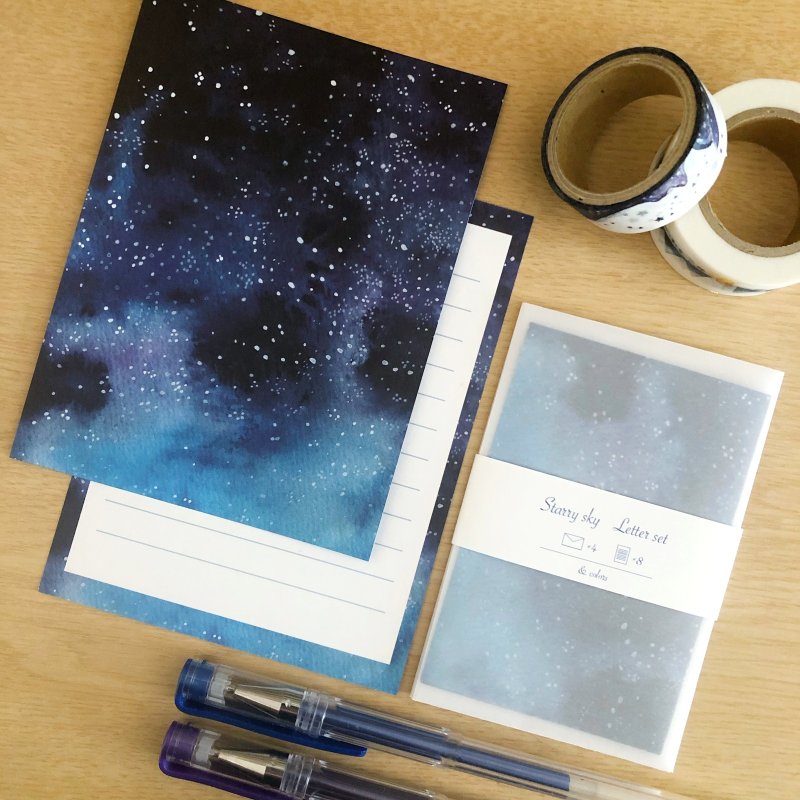 星空 迷你信纸组 - 信封/信纸 - 纸 蓝色