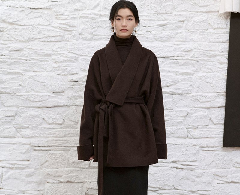 【雪域牧歌】新中式复古藏风 美拉德羊毛大衣 - 女装西装外套/风衣 - 羊毛 咖啡色
