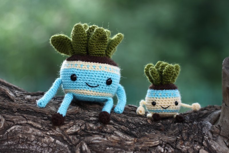 Crocheted Succulent Plant, Set big and small Succulent - 墙贴/壁贴 - 羊毛 