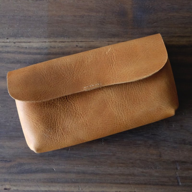 Long Leather Wallet in Caramel Brown - 皮夹/钱包 - 真皮 咖啡色