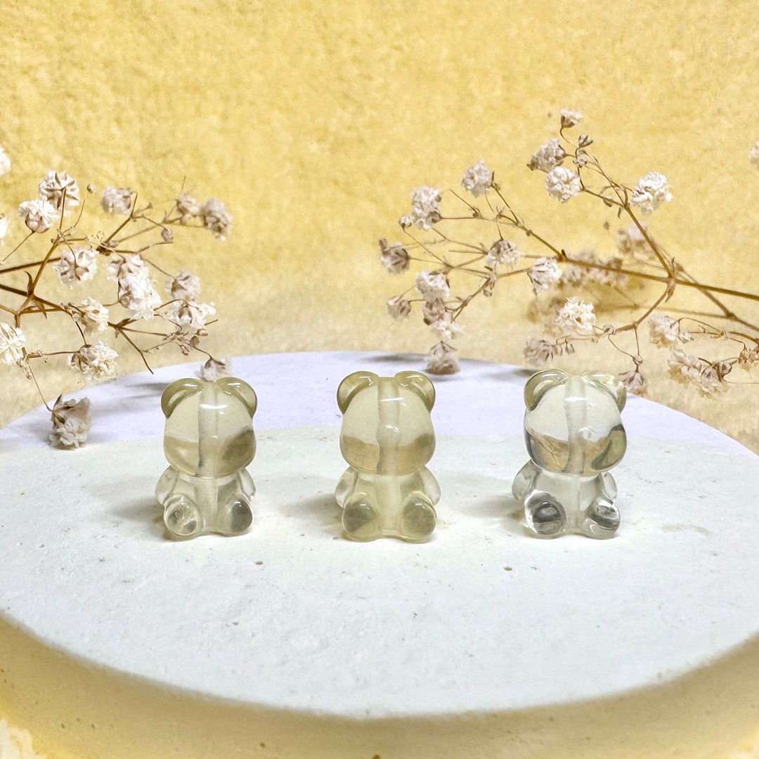 天然黄水晶小熊项链 可爱造型雕刻矿石饰品 - 项链 - 水晶 黄色