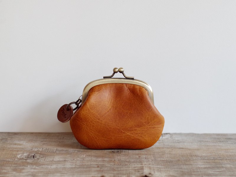 Leather purse coin case camel brown - 零钱包 - 真皮 咖啡色