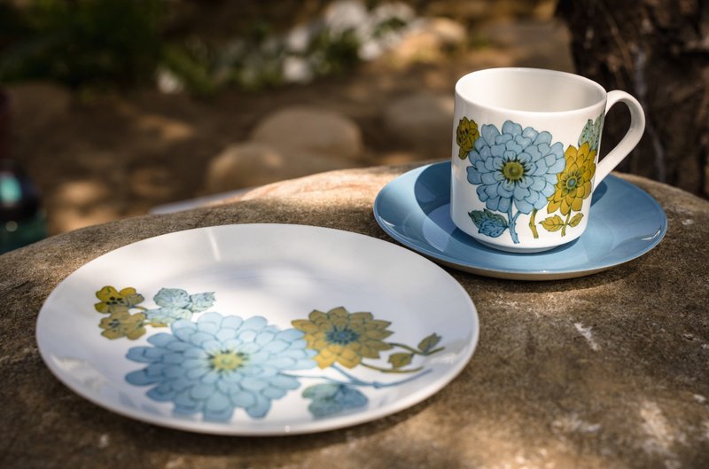 1900年代 英国Johnson Brothers Snowhite 蓝色瓷器组 - 茶具/茶杯 - 瓷 