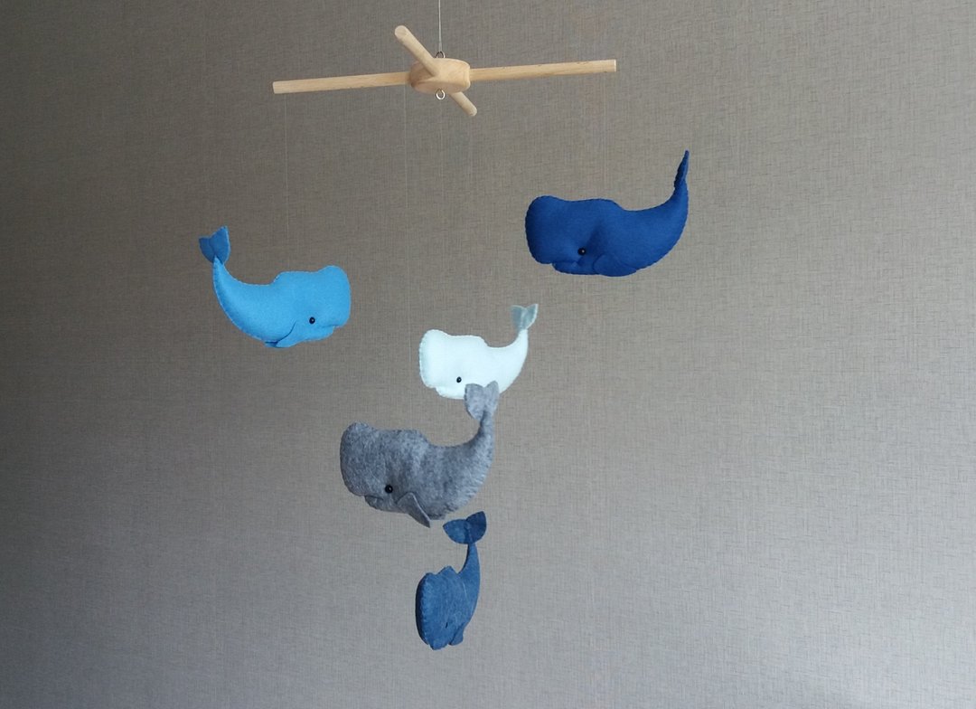 Whale mobile, Baby mobile ocean, Sea mobile, Nautical mobile, Sealife Mobile - 儿童家具 - 其他材质 蓝色