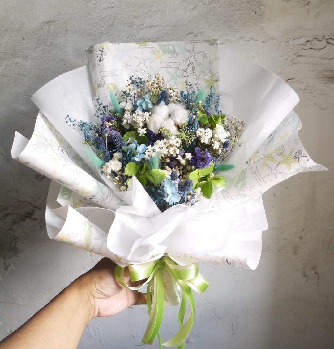 湛蓝飞翔.晴天蓝色系.干燥花.索拉花.永生花.不凋花.求婚花束 - 干燥花/捧花 - 植物．花 蓝色
