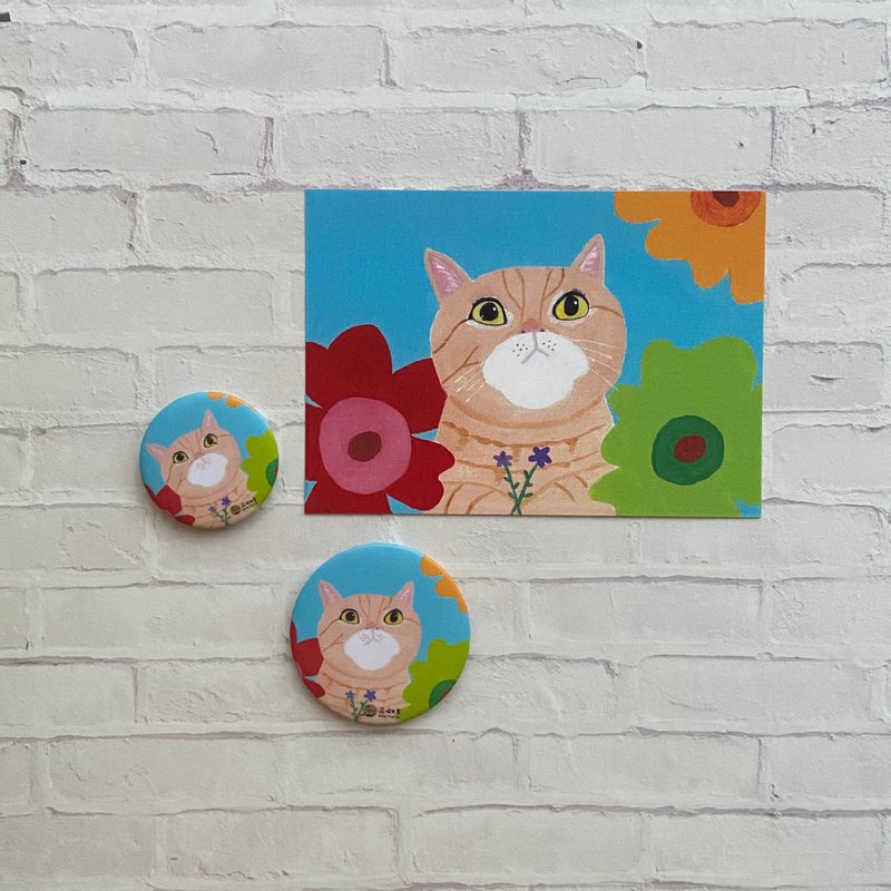 +蕊喵日常+手绘风猫咪疗愈小物套组-夏日花喵/花朵/蓝天/橘猫 - 卡片/明信片 - 其他材质 