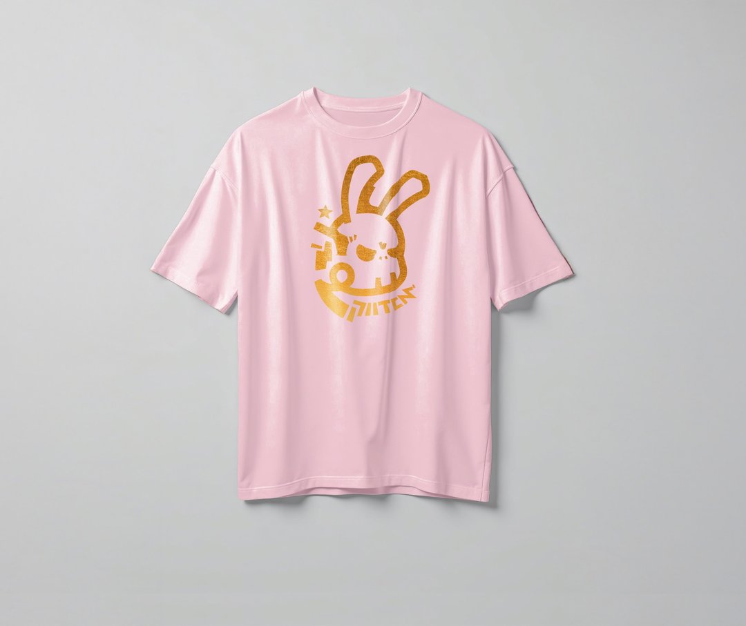 NObody系列 | 无名兔 | 粉色印花T Shirt | OVER SIZE - 男装上衣/T 恤 - 棉 粉红色