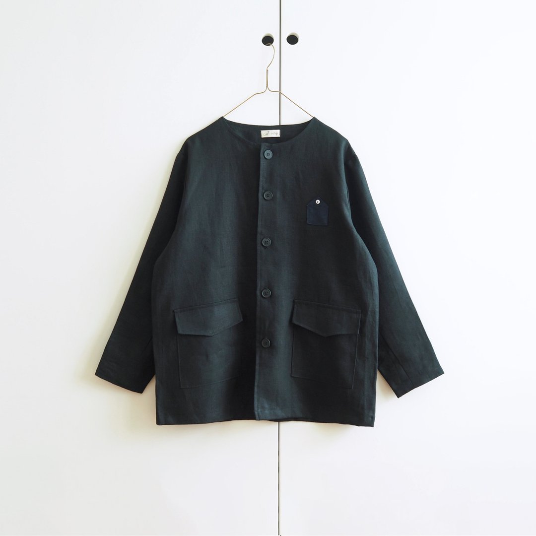 linen typewriter jacket : black - 女装休闲/机能外套 - 棉 黑色