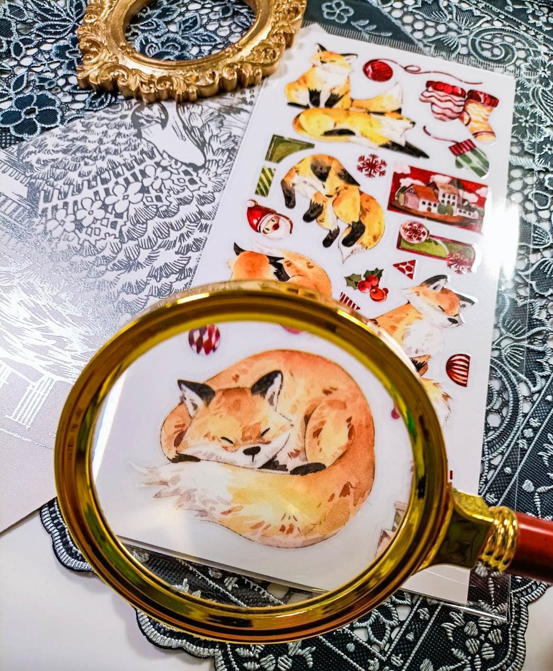 KR524聖誕紅狐_Christmas red fox C/  轉印貼 - 贴纸 - 塑料 