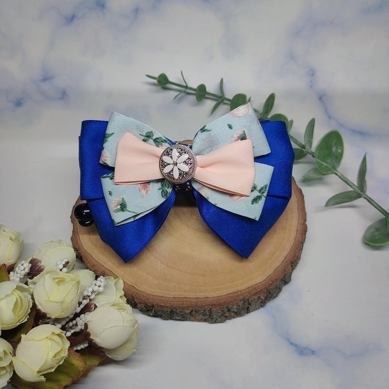 花园系列-香蕉夹鲨鱼夹弹簧夹 - 发饰 - 棉．麻 蓝色