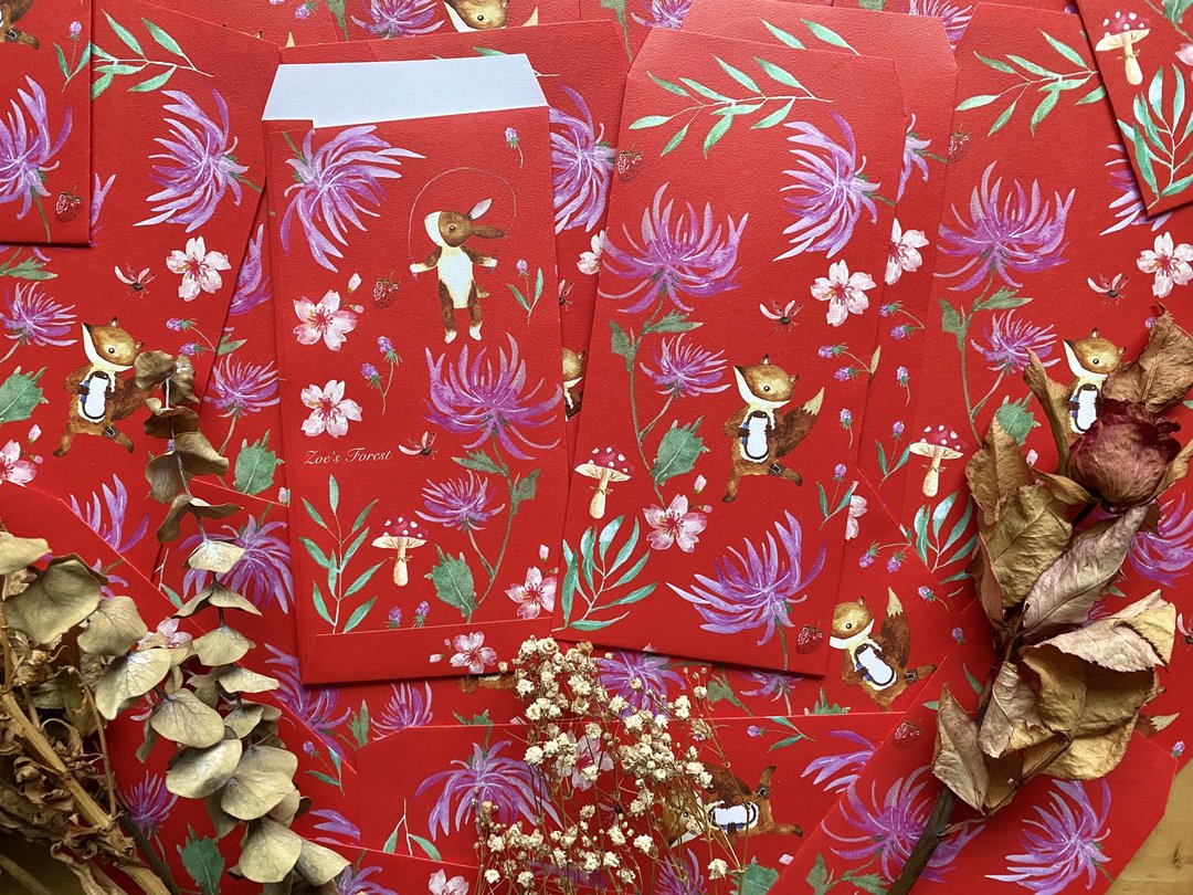 Zoesforest 春暖花开新年要运动红包袋 - 红包/春联 - 纸 红色