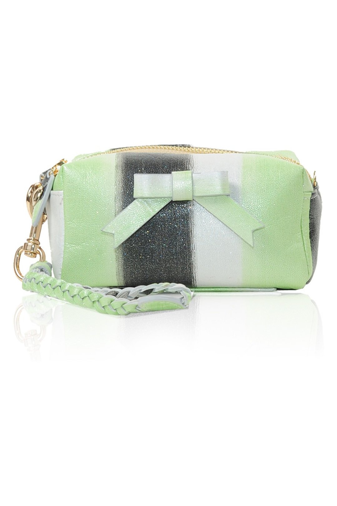 Bebe leather bag in Silvery Lime - 化妆包/杂物包 - 纸 绿色