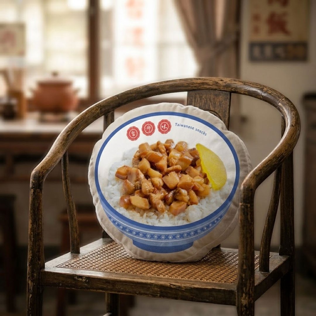笑花【台湾味抱枕】含换洗枕心。卤肉饭鲁肉饭小吃原创设计 - 枕头/抱枕 - 其他材质 白色